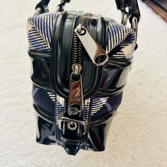 Burberry Blue Label Black Patent Leather/Canvas Women's Handbag - Picture 12 of 16